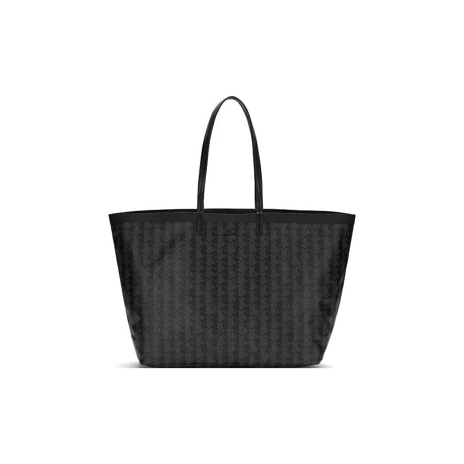 Сумка Tote из ПВХ Сумка для покупок Сумка через плечо Сумка Большая Женская Черная и Железо-Серый Коллаборация LACOSTE