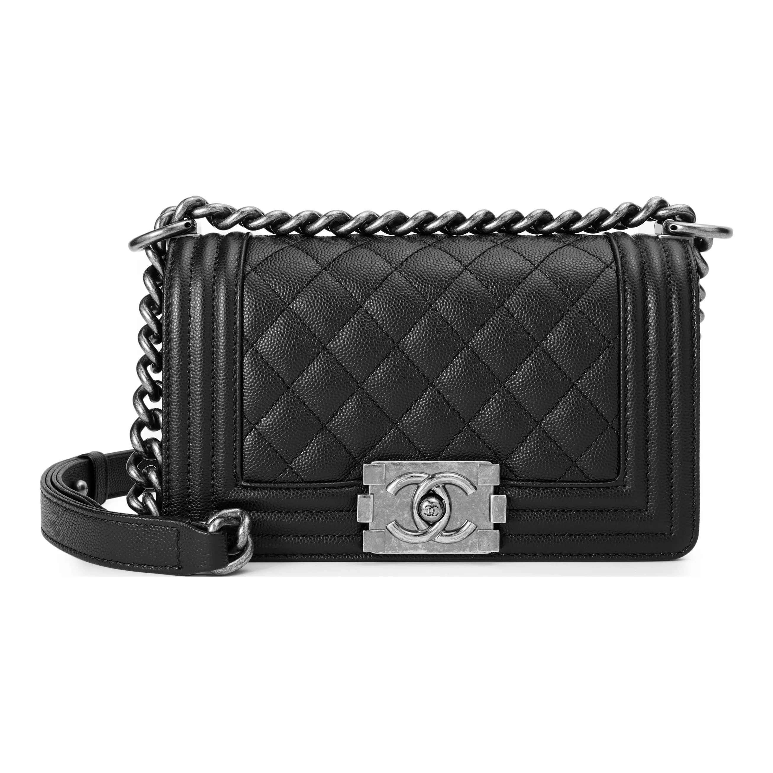 CHANEL Leboy Litchi Grain Cow Leather Handbag, Shoulder Bag, Crossbody Bag Trumpets Women's Black