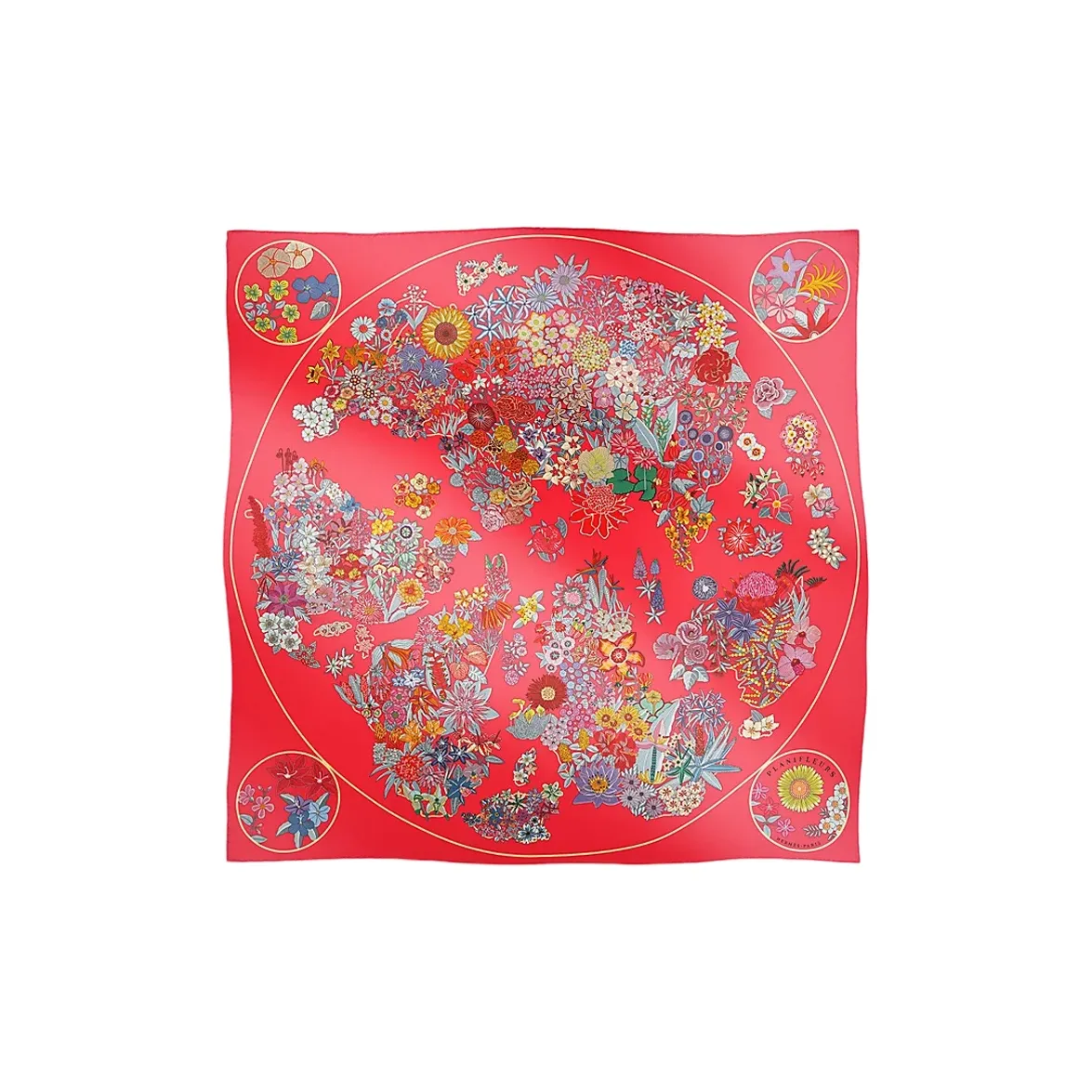 HERMES Carre Silk Scarves Women's Red