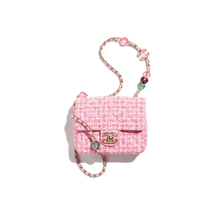 CHANEL Twill Soft Woolen Flap Bag, Crossbody Bag, Shoulder Bag Mini Women's Pink