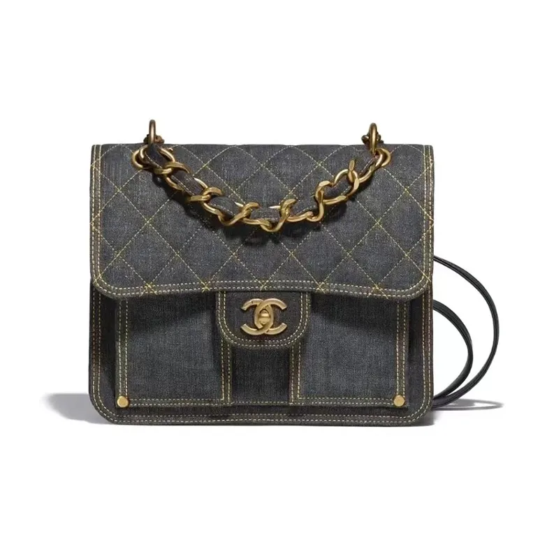 CHANEL Denim Backpack Regular Women's Washed Denim Black