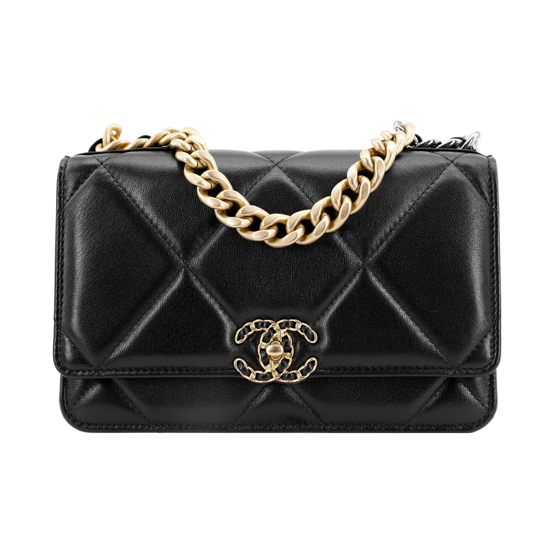 CHANEL 19Bag Sheepskin Chain Bag Shoulder Bag Crossbody Bag Regular Women's Black