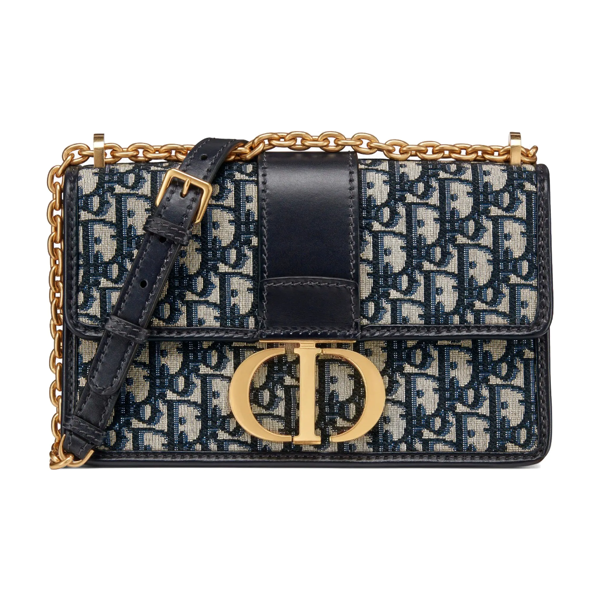 DIOR 30 Montaigne Chain Bag Blue DIOR Oblique Jacquard