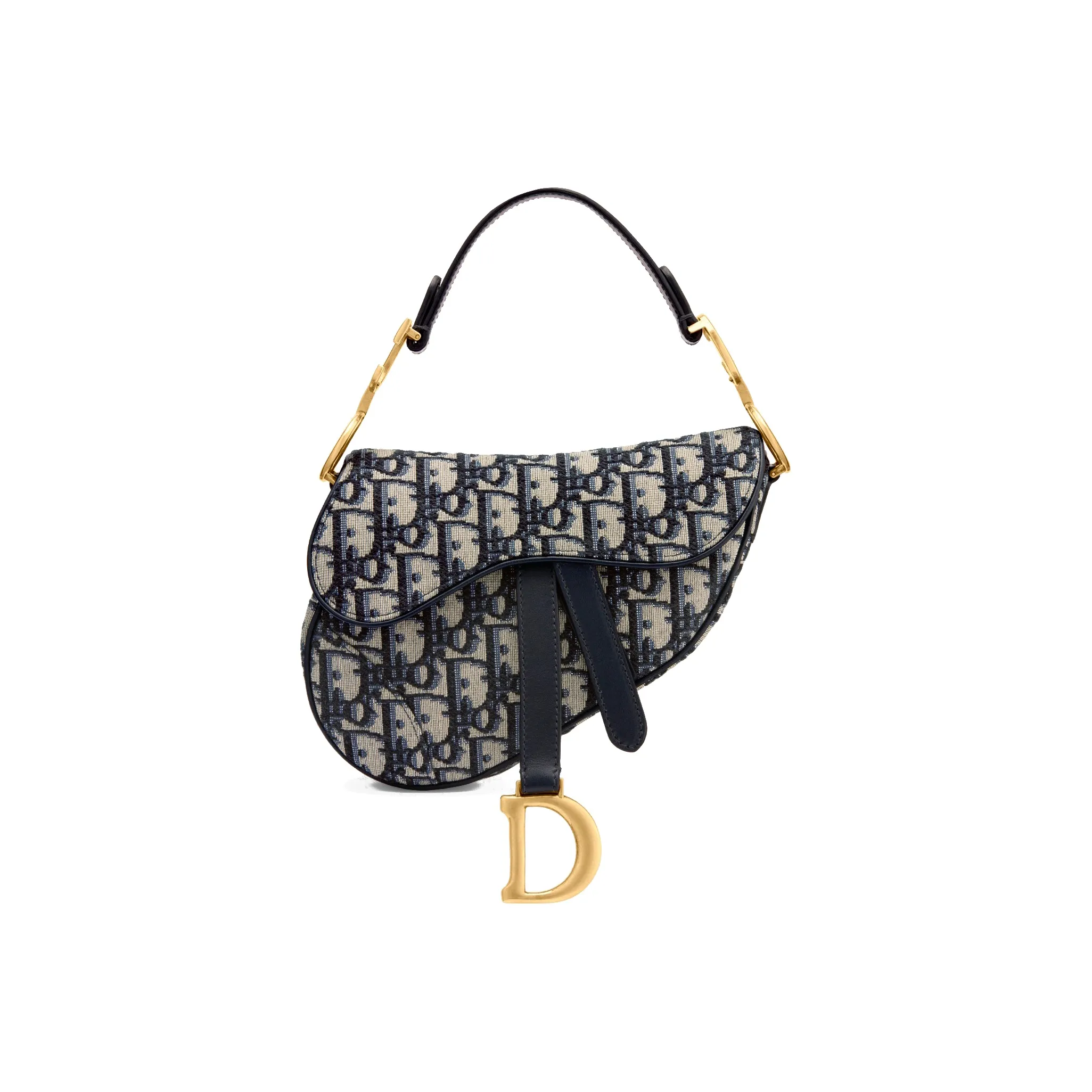 DIOR Saddle Canvas Saddle Bag, One Shoulder Handbag Mini Women's Denim Blue
