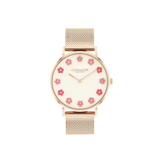 COACH Perry Collection Women's Watch Кварцевый механизм ремешок из нержавеющей стали 36 мм розовое золото циферблат часы