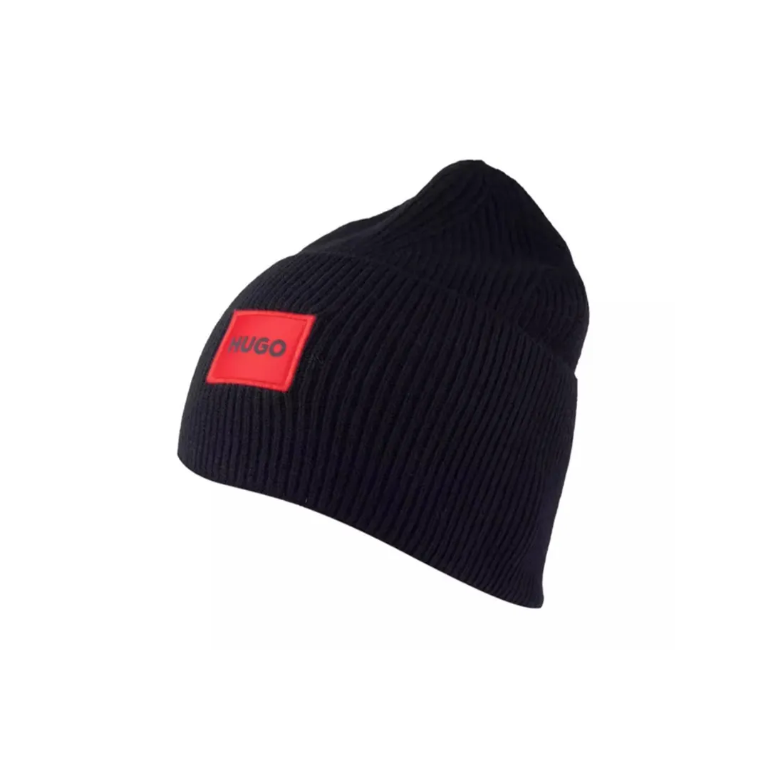 HUGO BOSS Logo Patch Ribbed Beanie