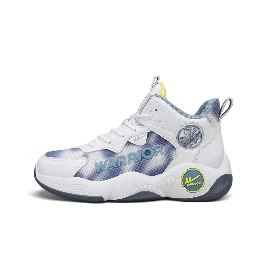 Warrior Height Enhancing Wear Resistant Lightweight Mid Top Basketball Shoes Men's Beige Blue