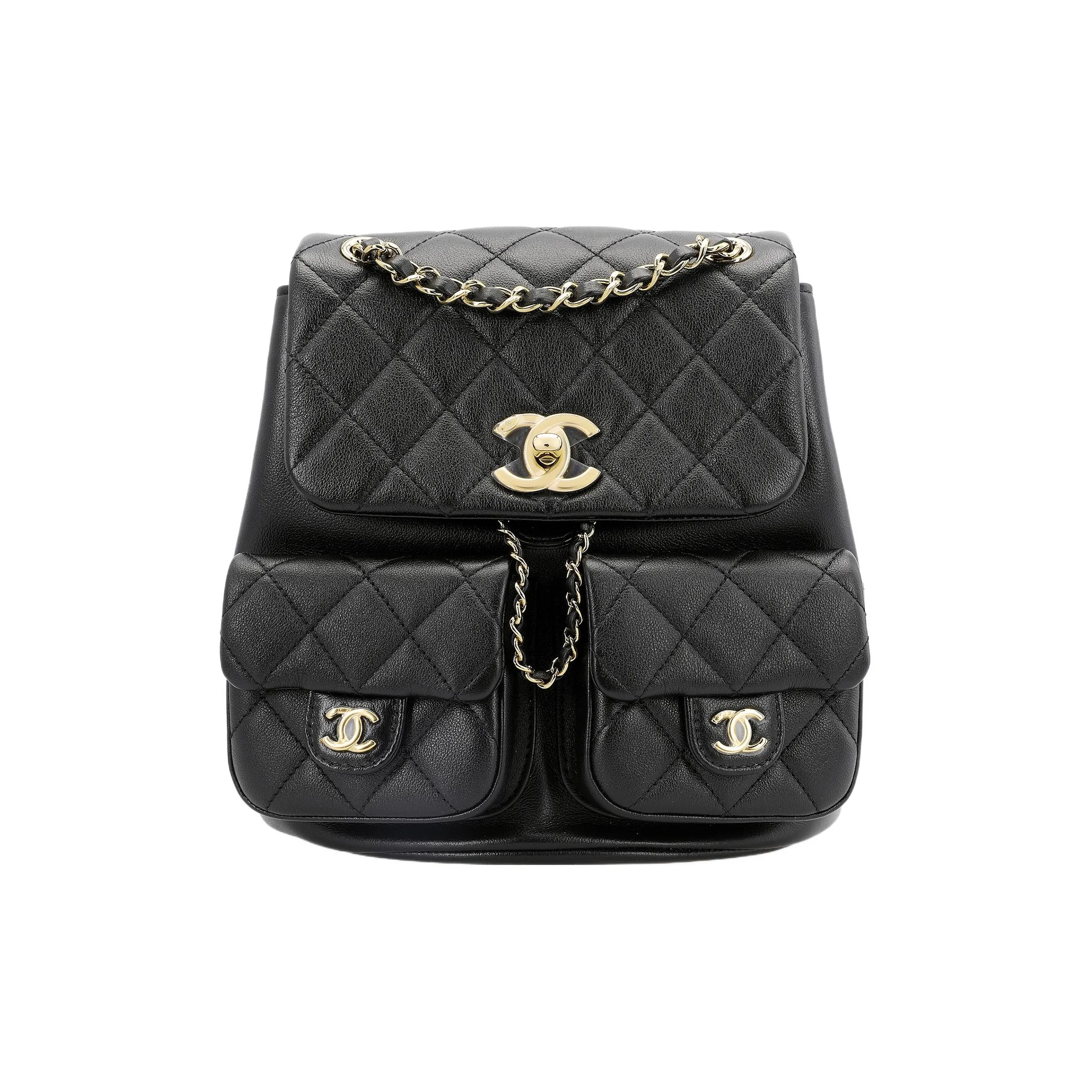 CHANEL Duma Calfskin Backpack Medium Size Women's Black