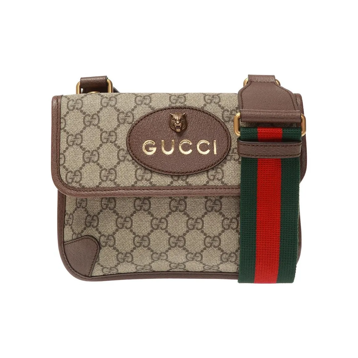 GUCCI Canvas With Leather Binding Messenger Bag Sling Bags Shoulder Bag Crossbody Bag Small Size Unisex Ebony/Brown