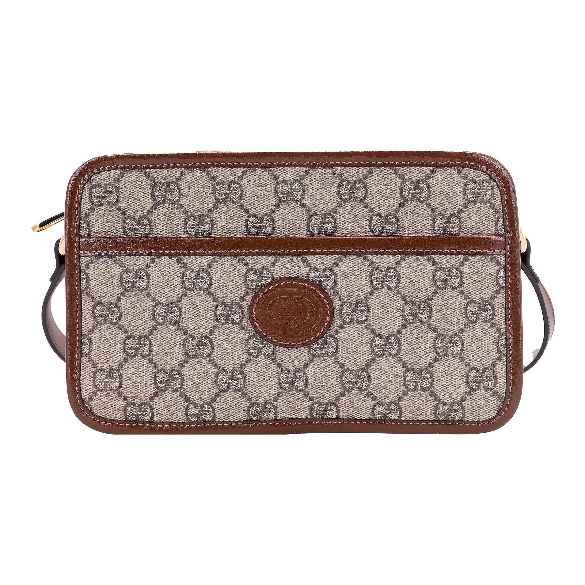 GUCCI Canvas With Leather Box Bag, Shoulder Bag, Crossbody Bag Mini Unisex