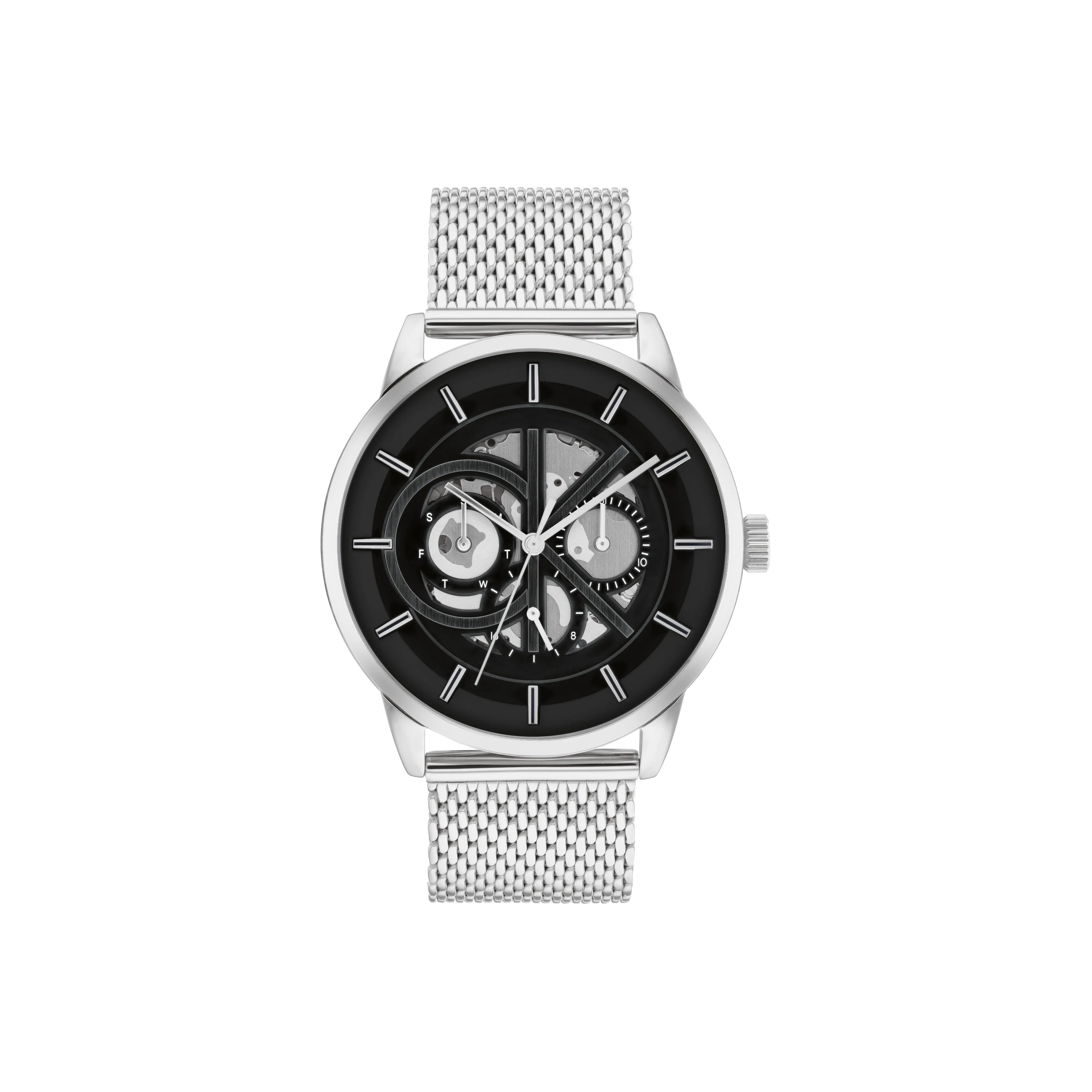 Calvin Klein Brave Heart Collection Мужские часы Кварцевый механизм Стальной ремешок 43 мм Черный циферблат Часы 25200213 gj