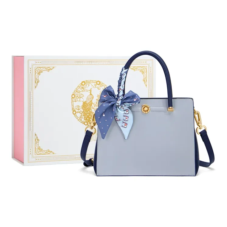 Gong Xuan Cow Leather Shoulder Bag Crossbody Bag Handbag Regular Women's Melancholy Blue