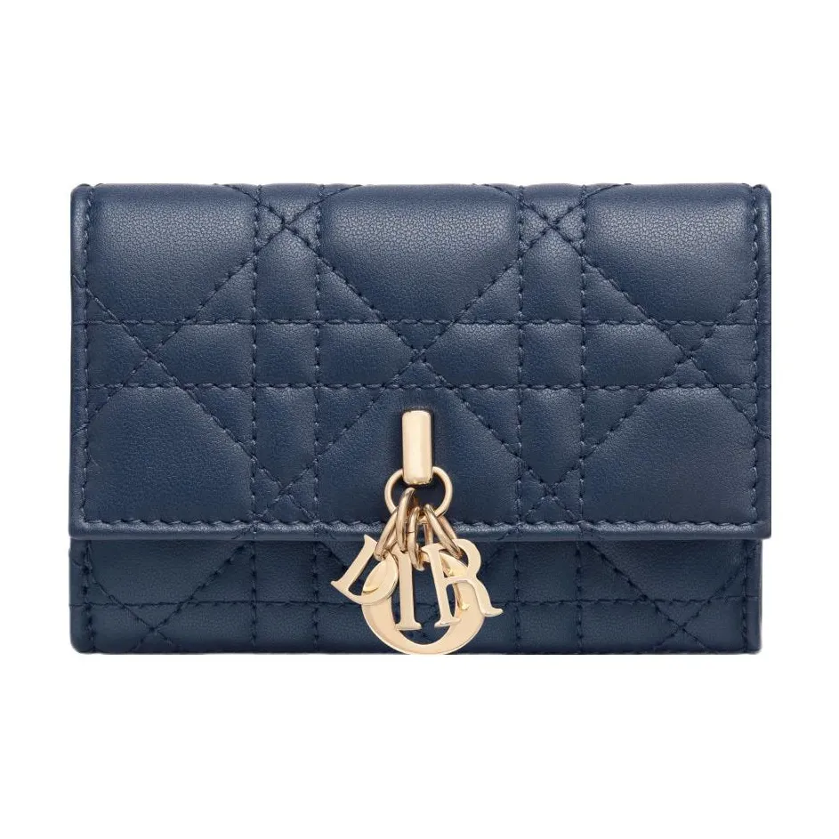 DIOR My Dior Sheepskin Wallet Extra Small Women's Deep Sea Blue