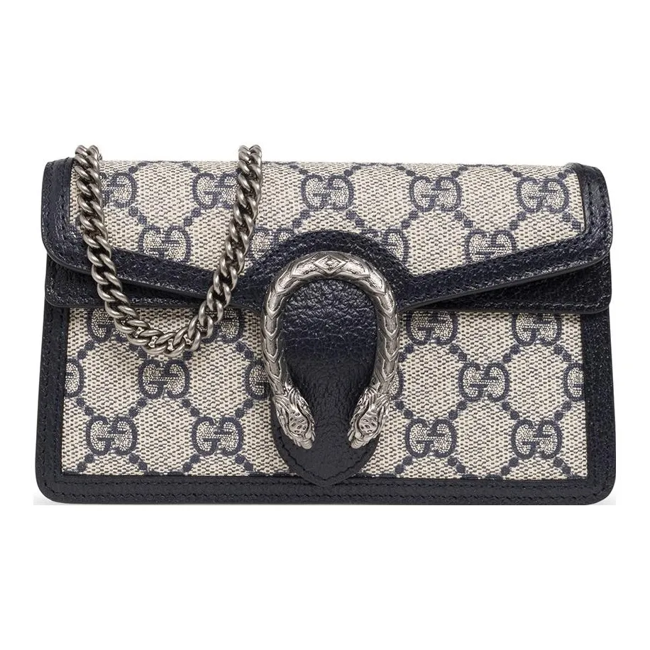 GUCCI Dionysus Leather Shoulder Bag Crossbody Bag Extra Mini Women
s Blue/Beige