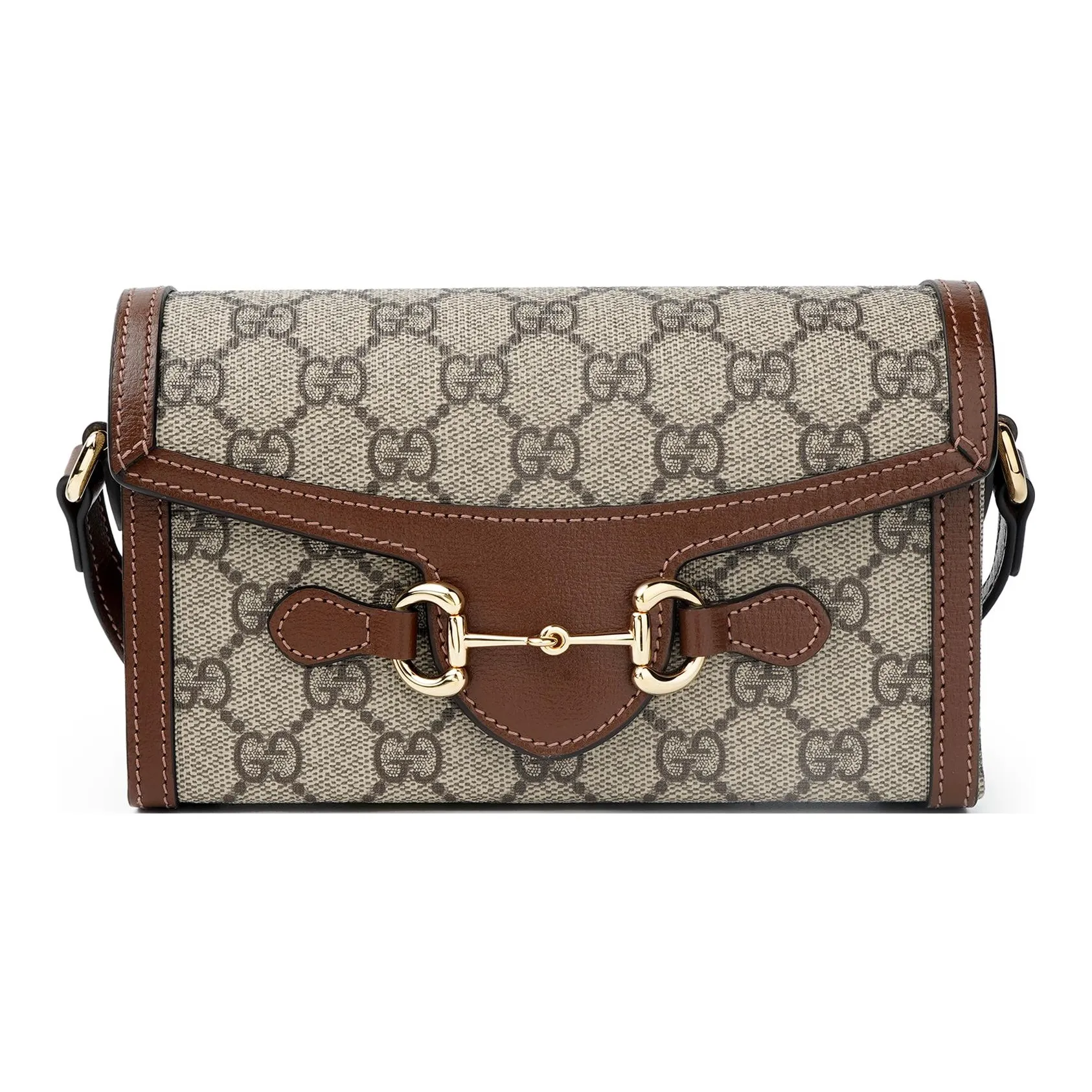 GUCCI Horsebit 1955 Canvas With Leather Box Bag, Shoulder Bag, Crossbody Bag Mini Unisex