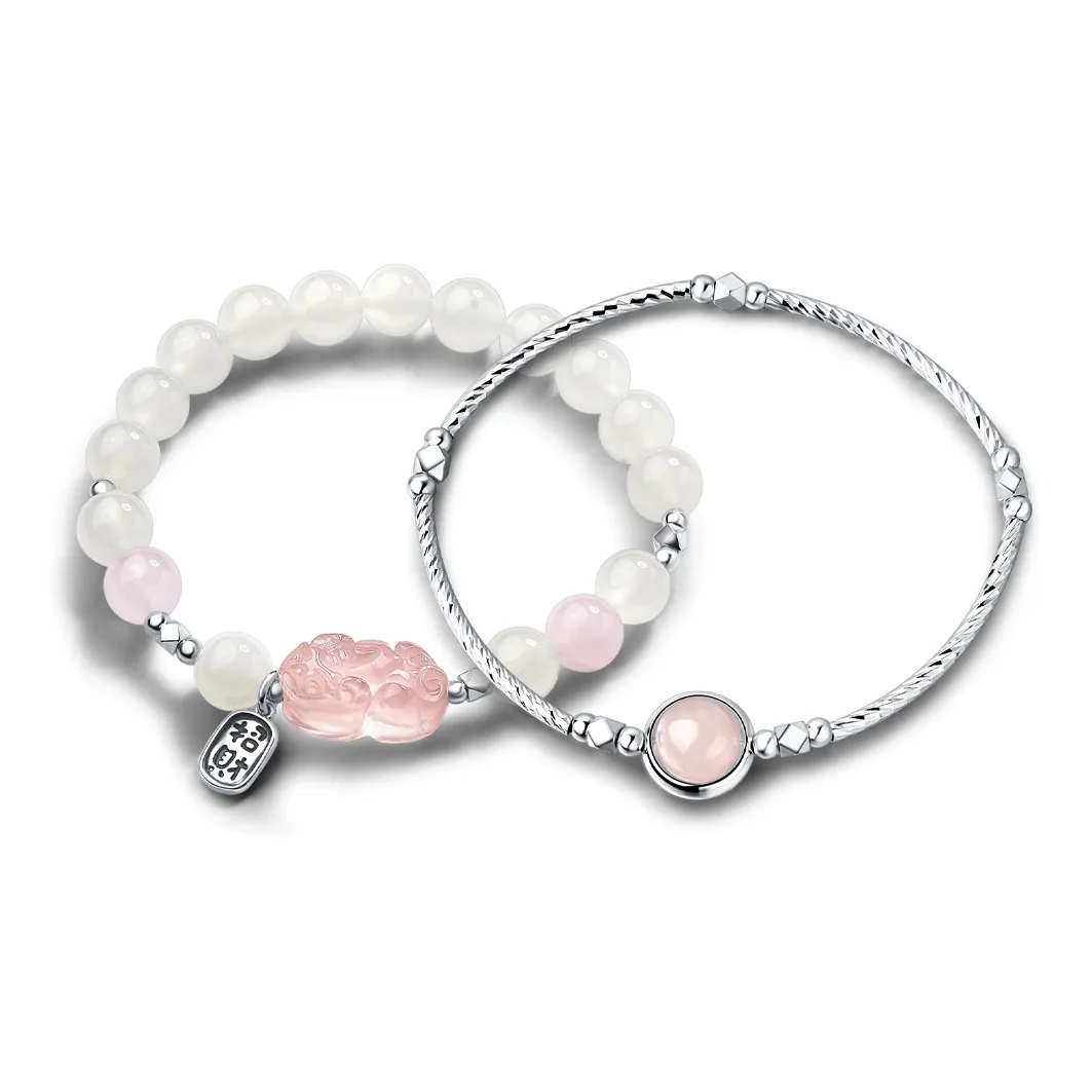 Muyan Agate Chinese Auspicious Animal Lucky Bead Stackable Bracelet Women's