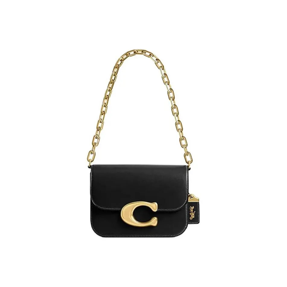 COACH IDOL Cow Leather Messenger Bag, One Shoulder Handbag Trumpets Women's Black