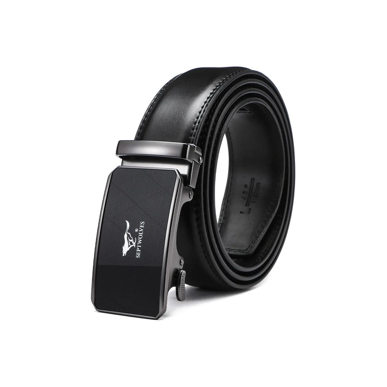 SEPTWOLVES Split Cow Leather Automatic Buckle Belt Men's Width 3.5CM