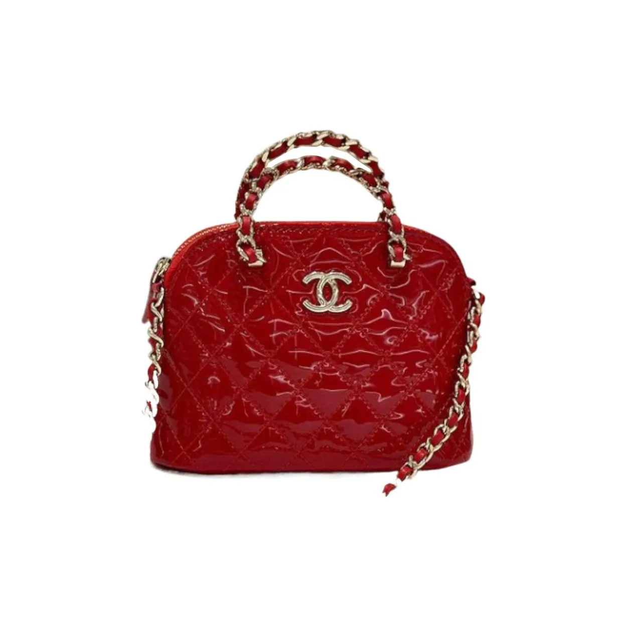 CHANEL Patent Leather Calfskin One Shoulder Crossbody Handbag Clutch Regular Women's Rouge Red