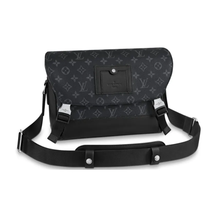 LOUIS VUITTON Coated Canvas Messenger Bag Shoulder Bag Crossbody Bag Small Size Men's Black