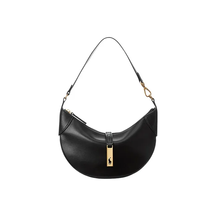 Polo Ralph Lauren Calfskin Handbag Shoulder Bag Women's Black