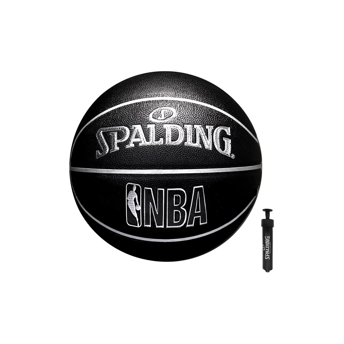 SPALDING PU Basketball Black Silver Size 7 Competition Unisex