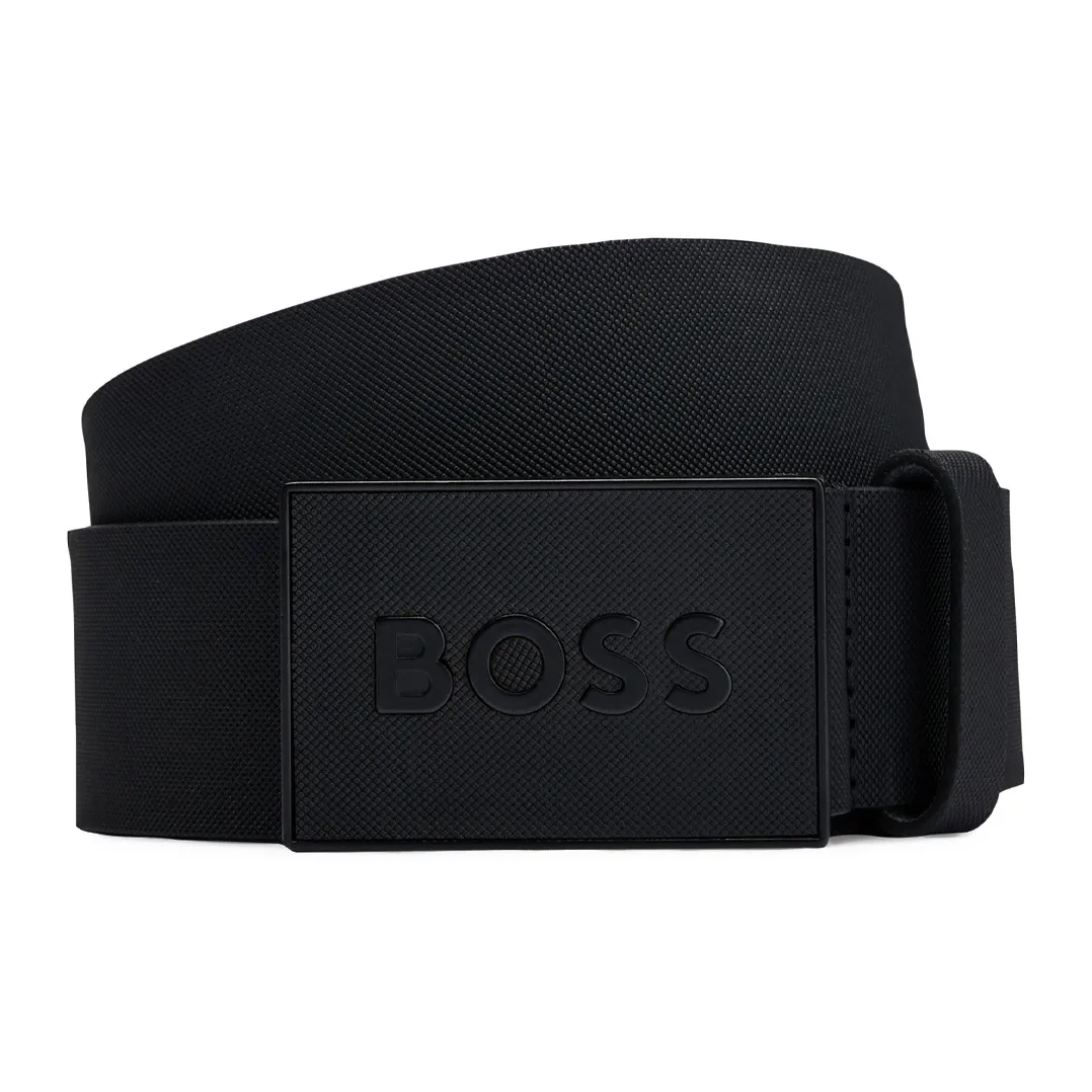 HUGO BOSS Logo Plaque Buckled Belt