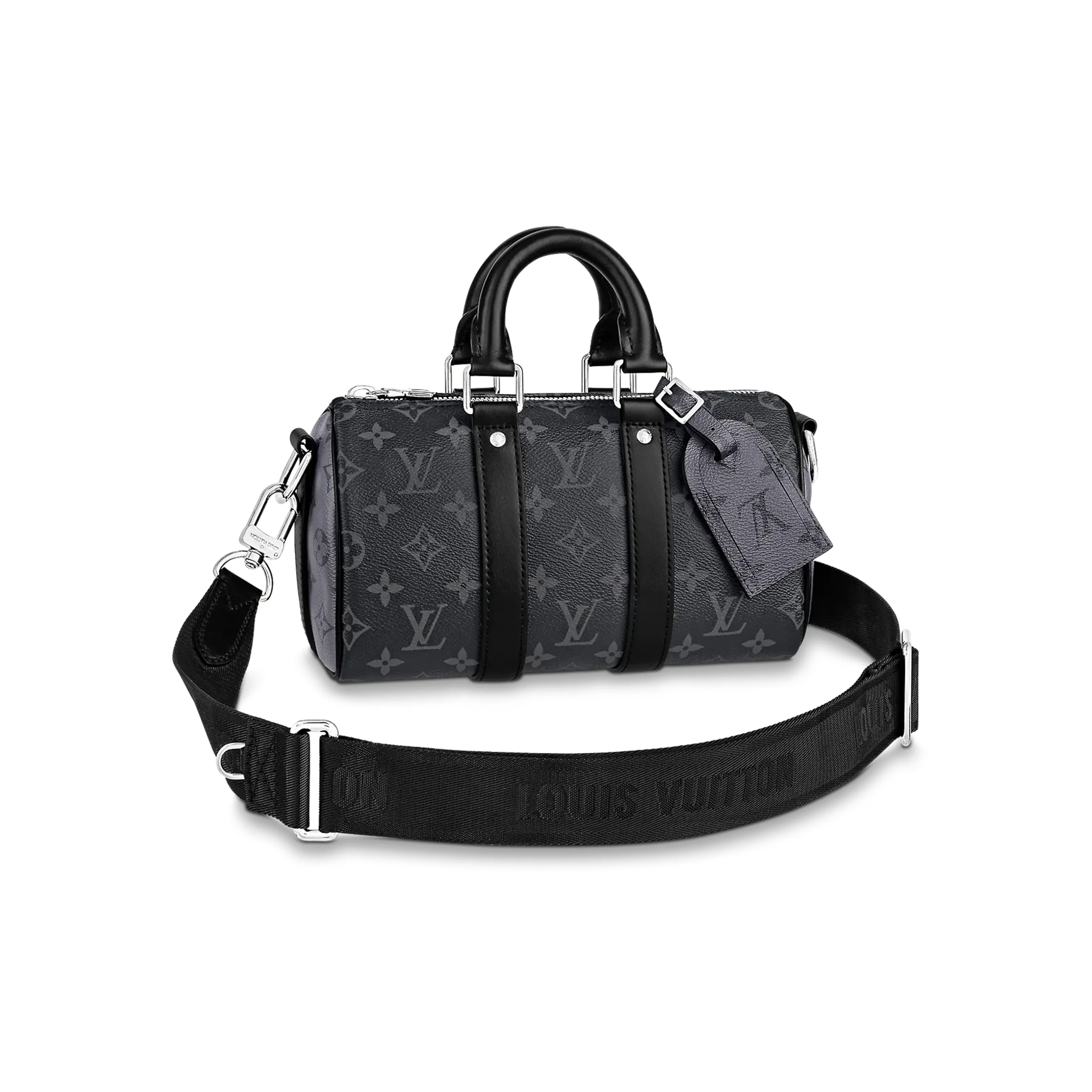 LOUIS VUITTON Keepall Coated Canvas With Leather Trim Handbag Shoulder Bag Crossbody Bag Regular Men's Black/Gray