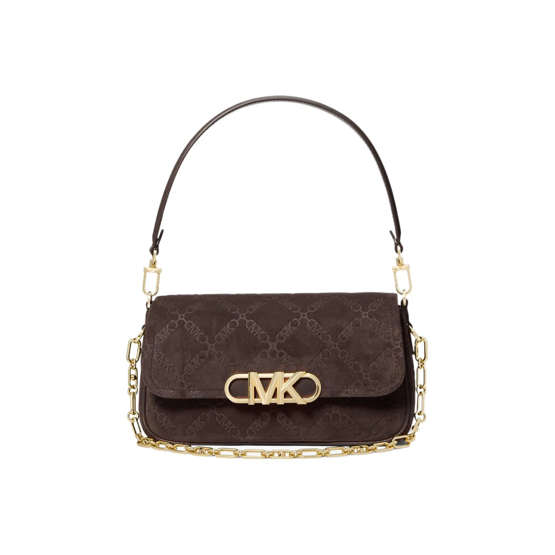 MICHAEL KORS PARKER Suede With Leather Handbag, Shoulder Bag Women's Chocolate Brown