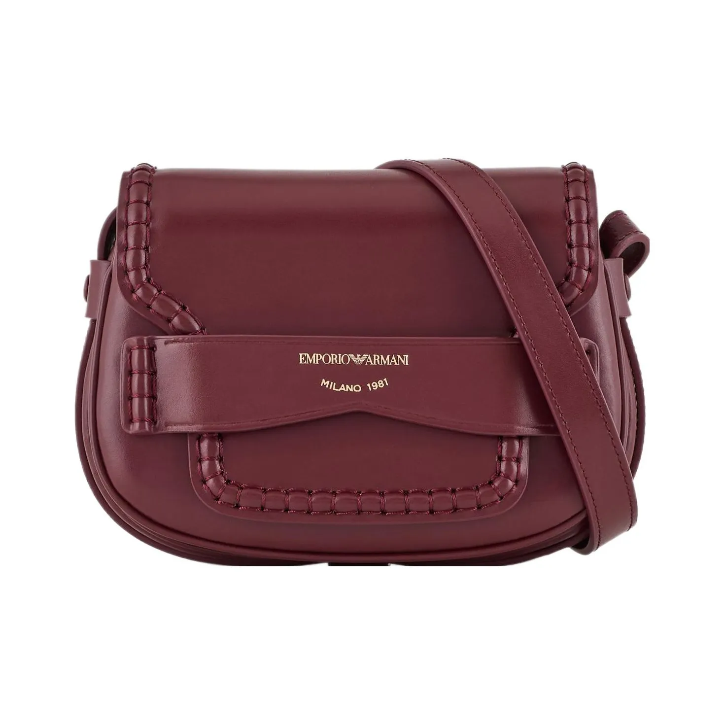 EMPORIO ARMANI Leather Crossbody Bag, Shoulder Bag Women's Burgundy