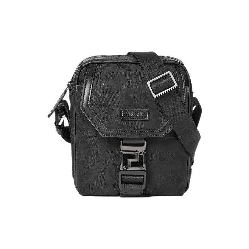 VERSACE Polyamide Shoulder Bag, Crossbody Bag Regular Men's Black