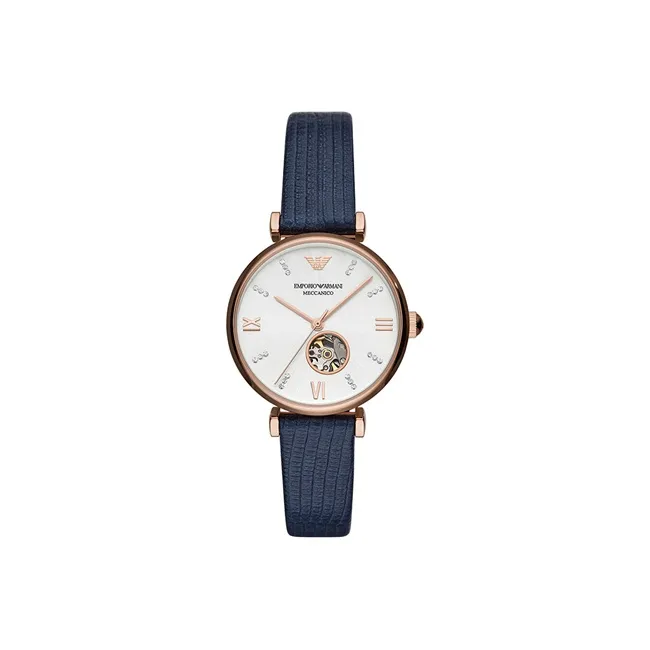 EMPORIO ARMANI Wrist Watch Automatic Mechanical Movement Leather Watch Bands Silver Dial Women's Watch