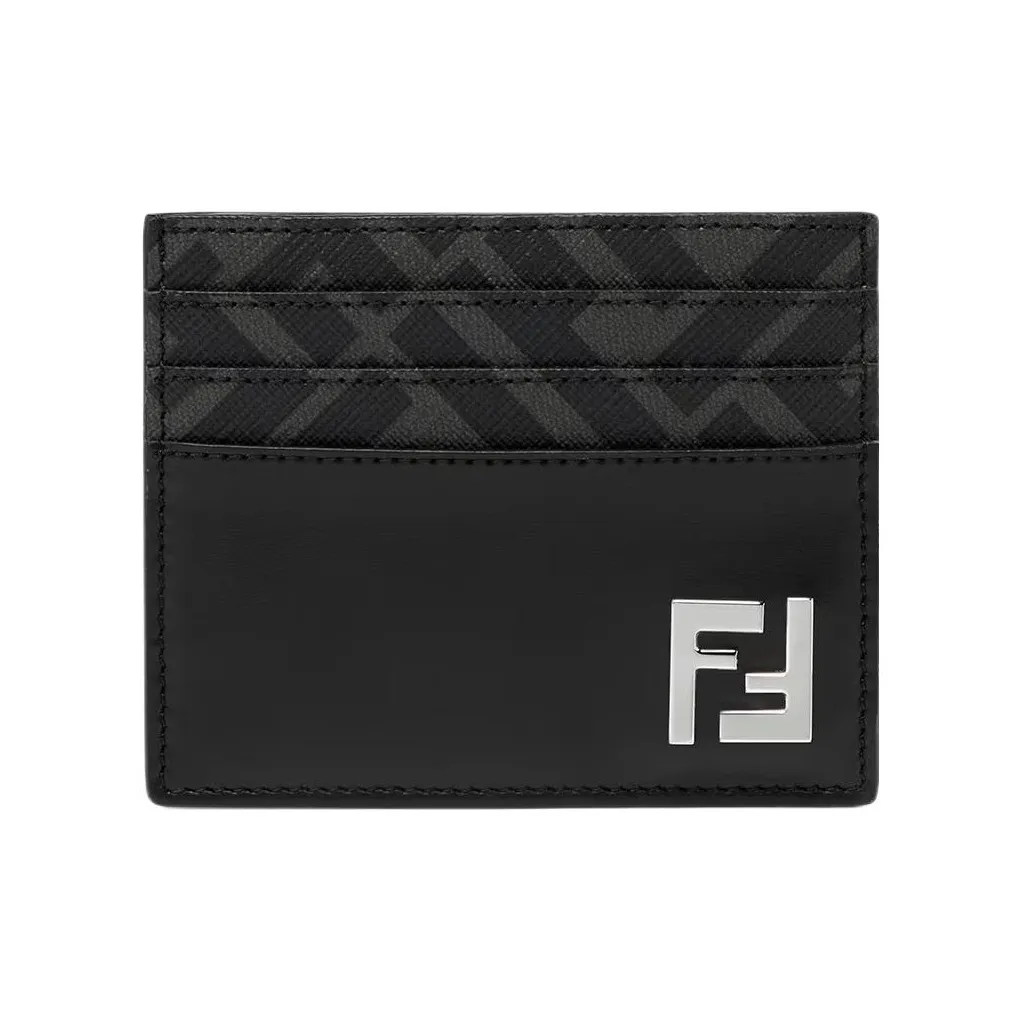 FENDI Телячья кожа с хлопком держатель для карт мужской черный
