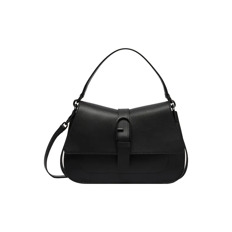 Furla Calfskin Shoulder Bag, Crossbody Bag, Handbag Medium Size Women's Black