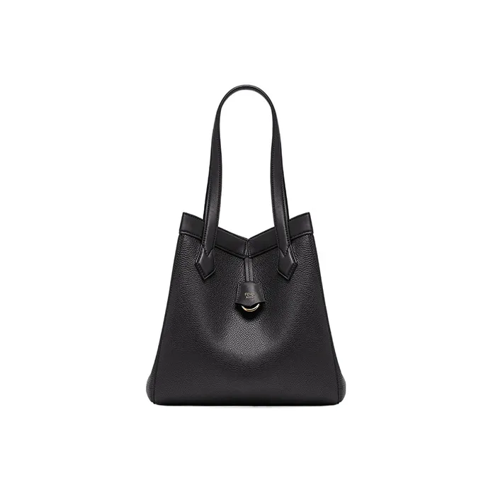 FENDI Origami Calfskin Bucket Bag, One Shoulder Handbag Medium Women's Black