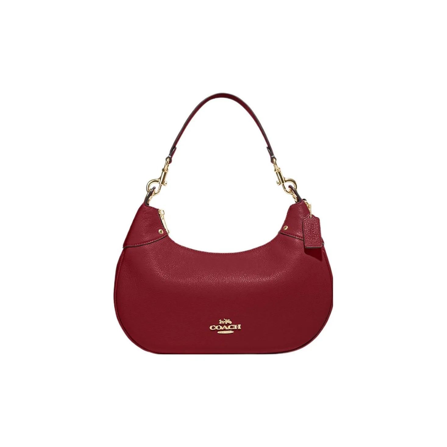 COACH Mara Pebbled Leather Crescent Bag, Shoulder Bag, Handbag, Shoulder Bag Tubas Women's Red