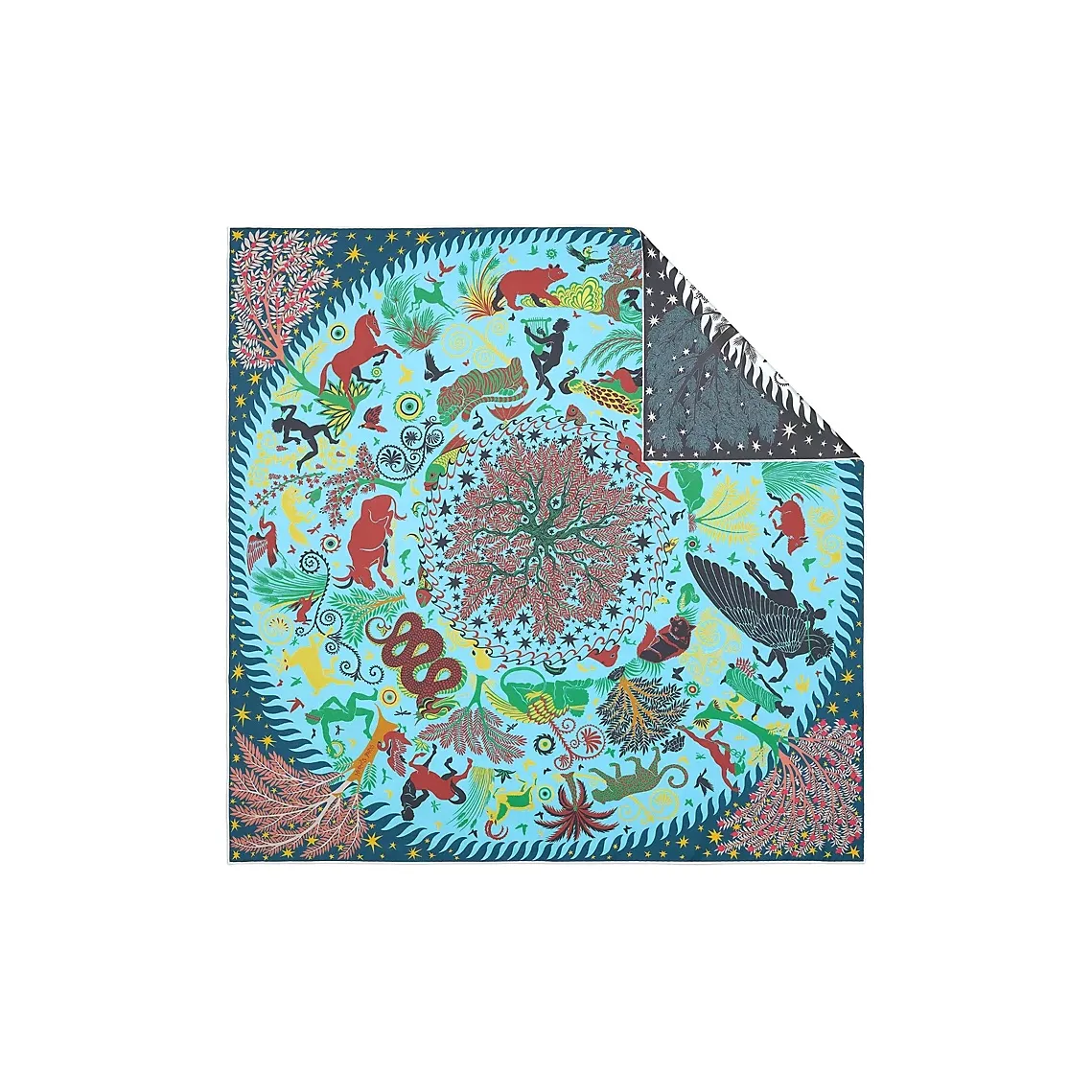 HERMES Silk Scarves Women's Teal Blue