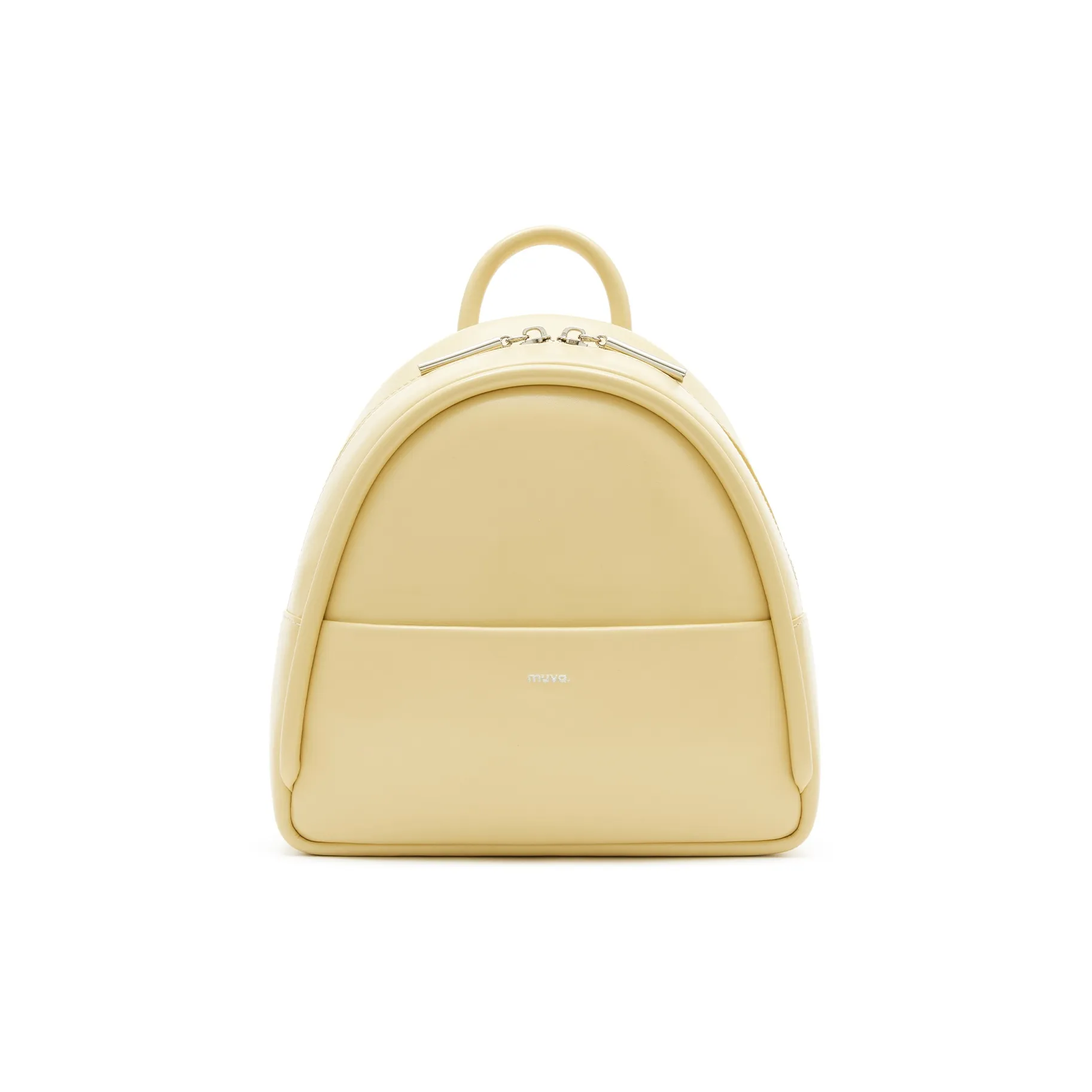 MUVA Cow Leather Backpack Small Size Women's Milkshake White/Cream Yellow/Twilight Black
