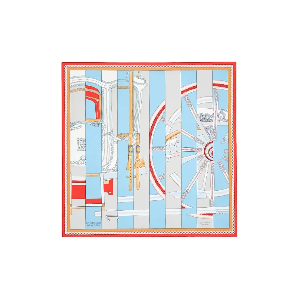 HERMES Stripes Edition Berlin Carriage Silk Scarves Women's Multicolor
