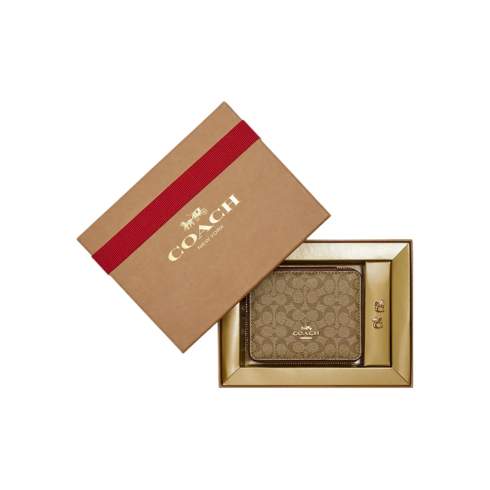 COACH Jewelry Bo Coated Canvas With Smooth Leather Gift Box Set Mini Women
s Brown
