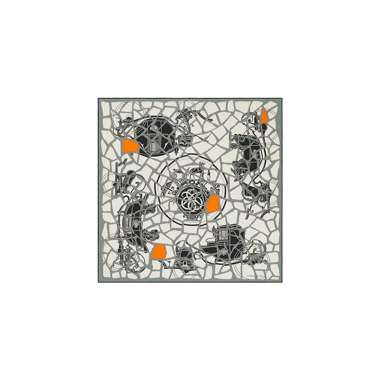 HERMES Mosaique Шелковые шарфы Мужской Серый