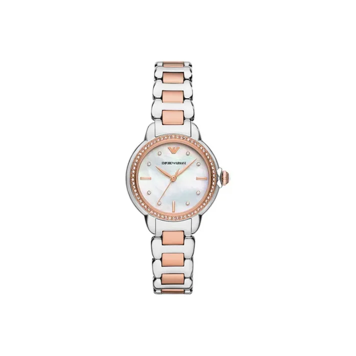 EMPORIO ARMANI Women's Watch Кварцевый механизм ремешок из нержавеющей стали 32 мм белый циферблат