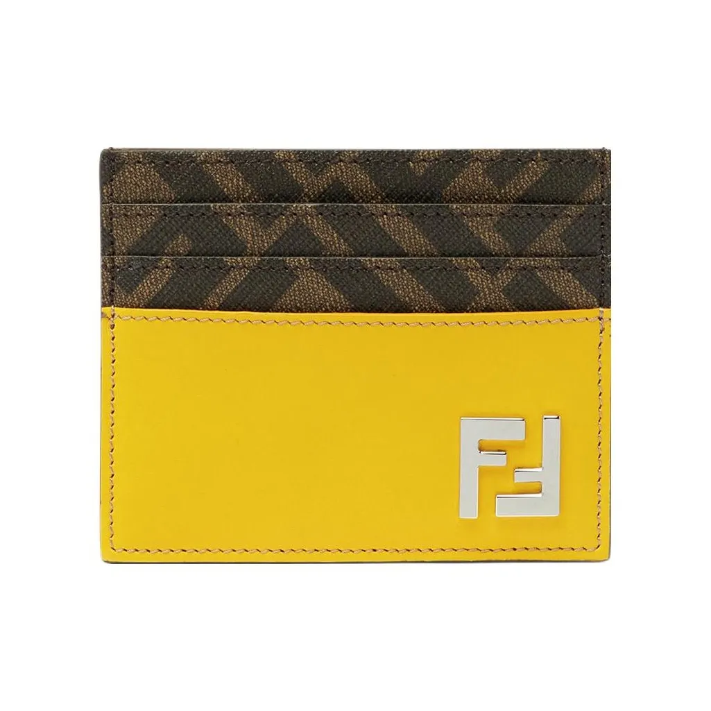 FENDI Телячья кожа с хлопком держатель для карт мужской желтый