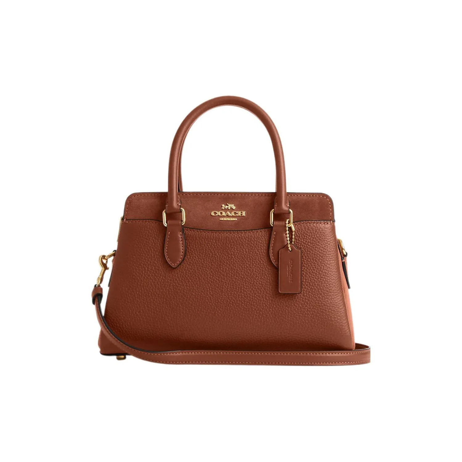 COACH Сумка Tote из кожаной кожи сумка для покупок сумка на одно плечо маленькая женская коричневая