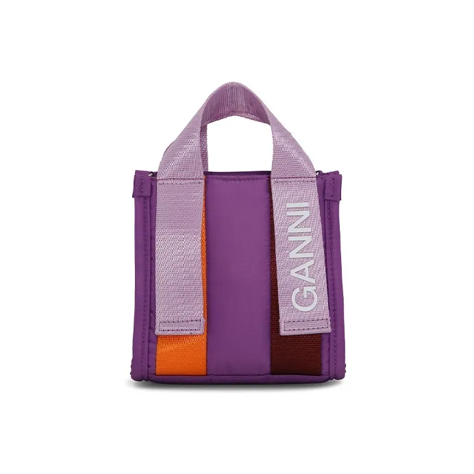 GANNI Переработанный полиэстер через плечо сумка мини женская фиолетовая