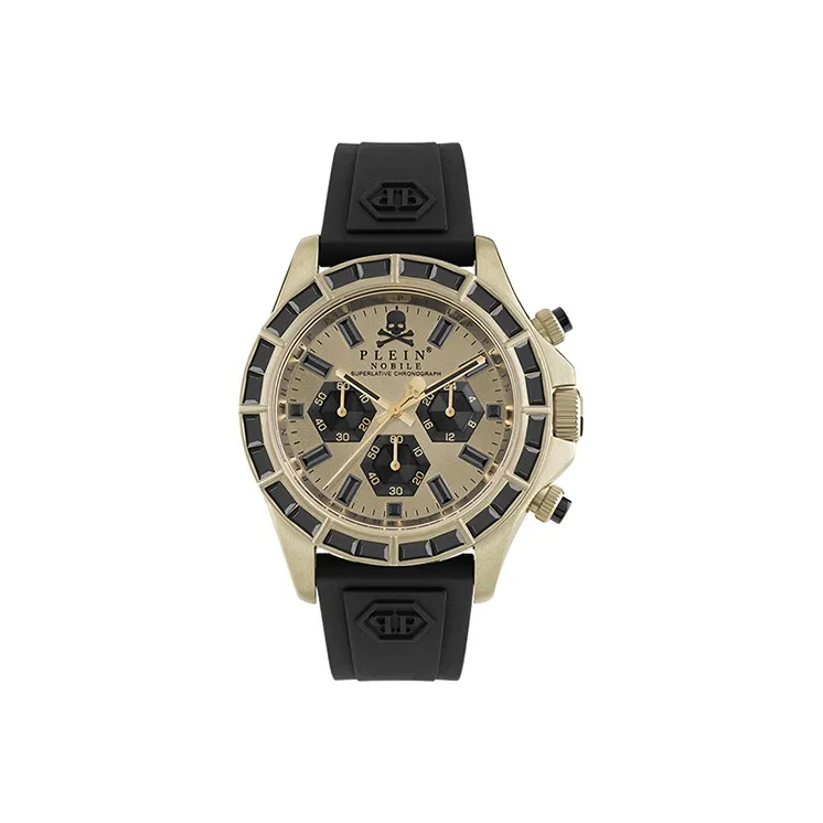 PHILIPP PLEIN Наручные часы Кварцевый механизм Силиконовый ремешок Бежевый циферблат Мужские часы