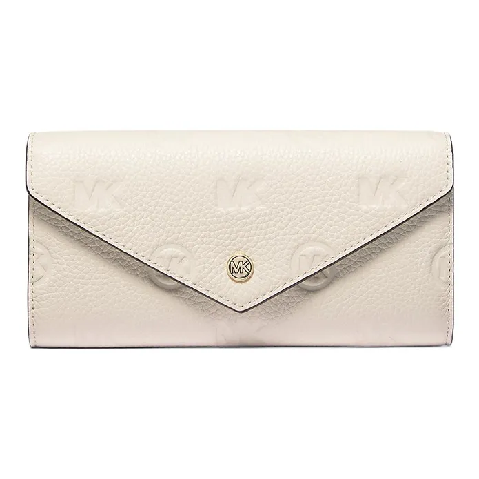 MICHAEL KORS Jet Set Travel Leather Coin Purses Wallets Large Size Women's White
