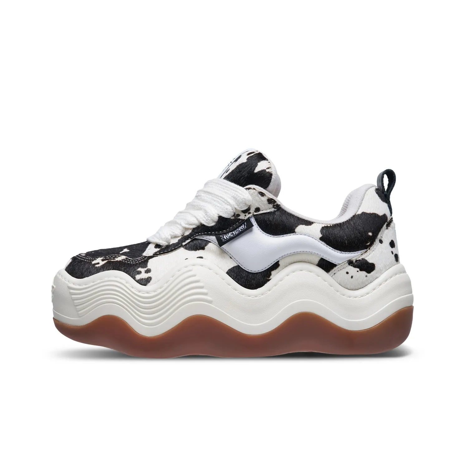 Heyday Корова Принт Волна Обувь Платформа Пухлые Туфли Противоскользящие Низкие Кроссовки для Скейтбординга Унисекс Черный Белый