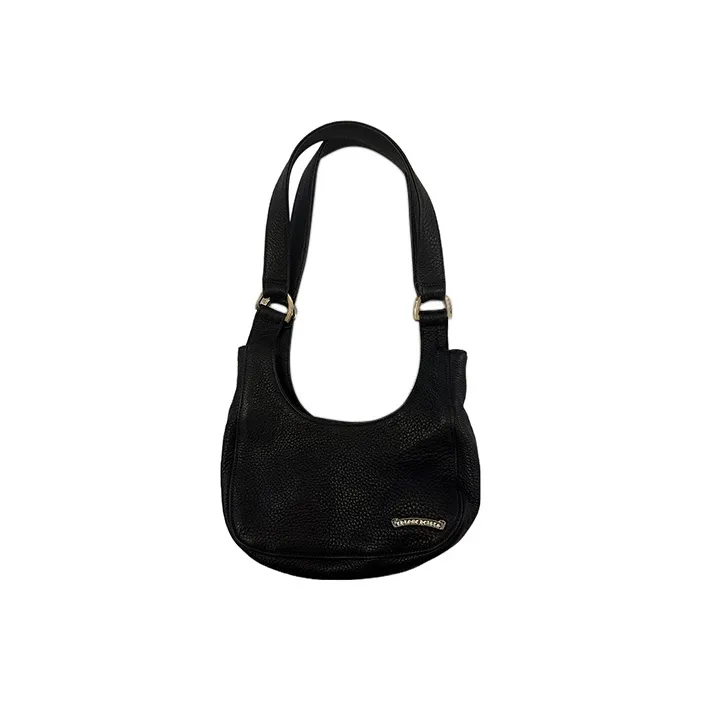 Chrome Hearts Leather Crescent Bag, Shoulder Bag, Handbag Women's Black