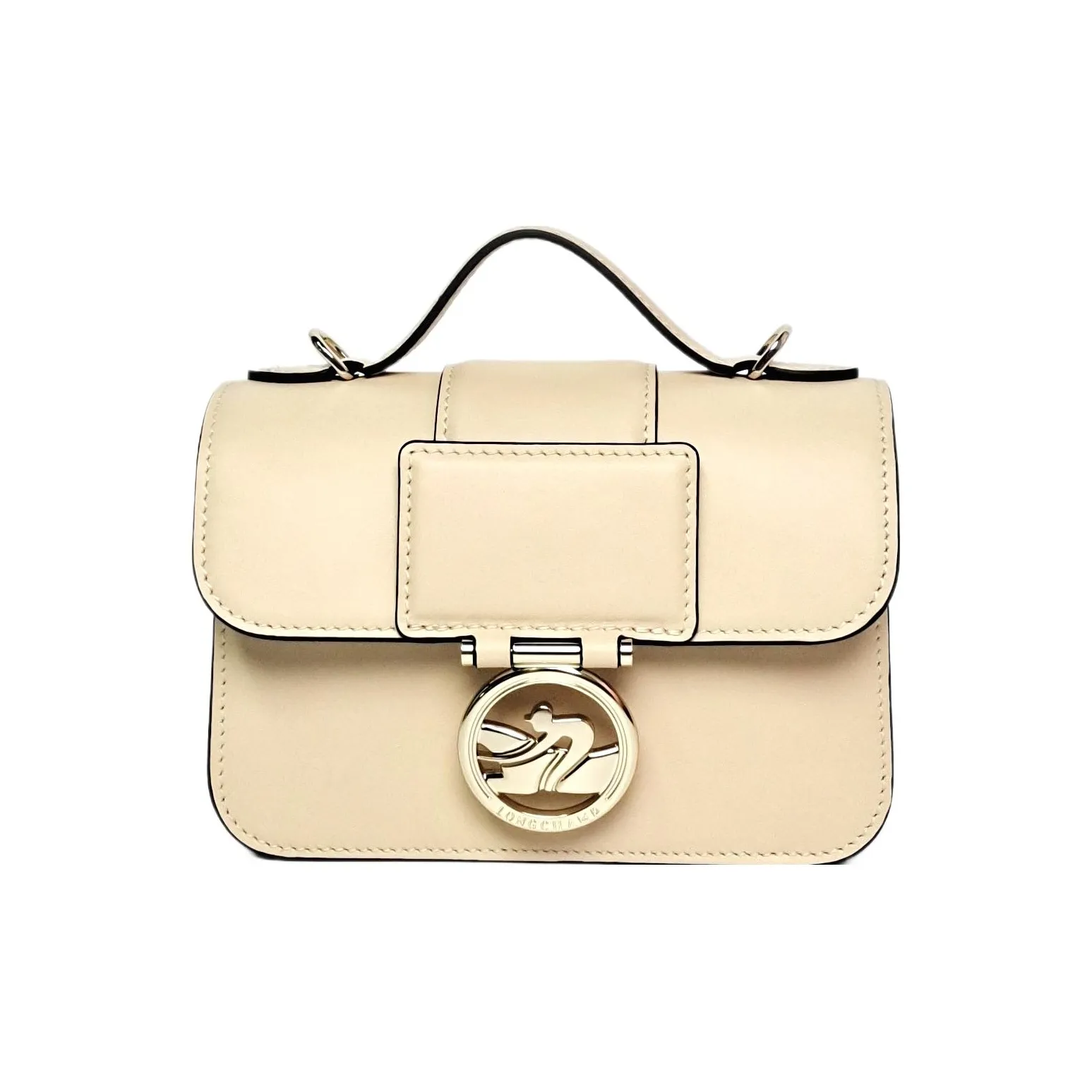 LONGCHAMP BOX-TROT Calfskin Baguette Bag Shoulder Bag Crossbody Bag Extra Small Women's Straw Yellow